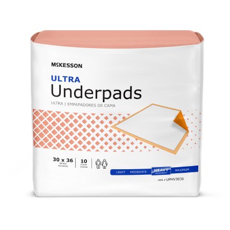 Disposable Underpad McKesson Ultra 36 X 36 Inch Fluff / Polymer Heavy Absorbency