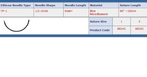 Nonabsorbable Suture with Needle Prolene Polypropylene TP-1 1/2 Circle Taper Point Needle Size