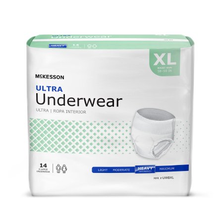 Unisex Adult Absorbent Underwear McKesson Ultra Pull On with Tear Away Seams 2X-Large Disposable Heavy Absorbency