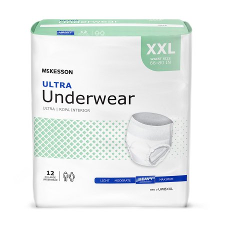 Unisex Adult Absorbent Underwear McKesson Ultra Pull On with Tear Away Seams 2X-Large Disposable Heavy Absorbency