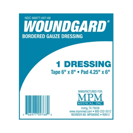 Adhesive Dressing WoundGard 6 X 8 Inch Gauze Rectangle White Sterile