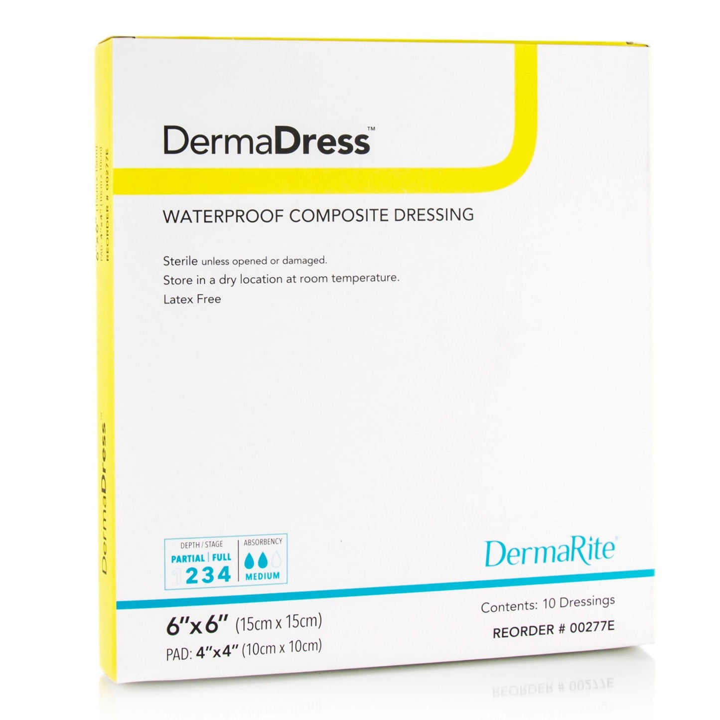 DermaDress Composite Dressing 6 x 6 Inch Sterile Waterproof Film Backing