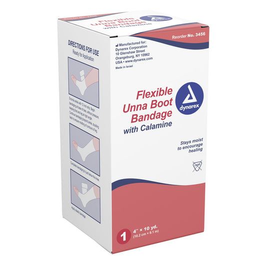 Dynarex Unna Boot 4 Inch x 10 Yard Zinc Oxide & Calamine Compression Bandage