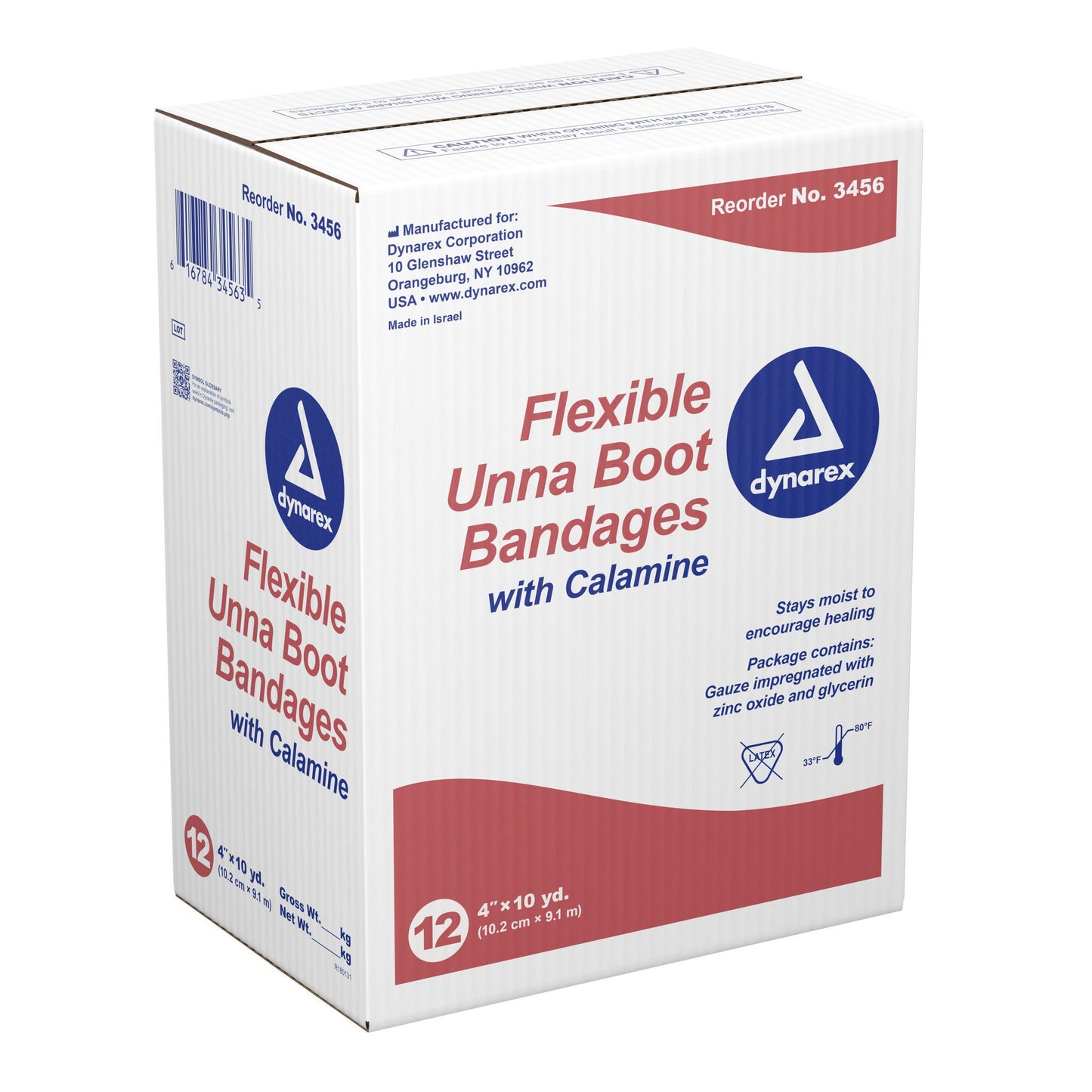 Dynarex Unna Boot 4 Inch x 10 Yard Zinc Oxide & Calamine Compression Bandage