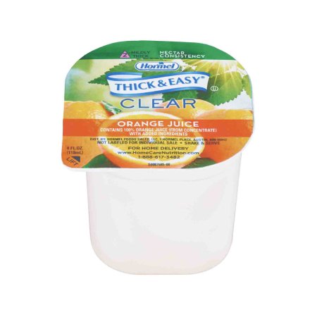 Thickened Beverage Thick & Easy 4 oz. Portion Cup Orange Flavor Liquid IDDSI Level 2 Mildly Thick