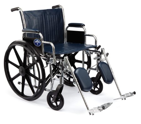 Bariatric Wheelchair Excel Extra Wide Desk Length Arm Swing-Away Footrest Navy Upholstery 22 Inch Seat Width Adult 500 lbs. Weight Capacity