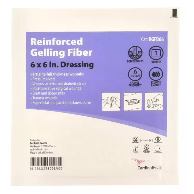Cardinal Health Reinforced Gelling Fiber Dressing 6 x 6 Inch Sterile Alginate Dressing