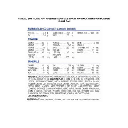 Similac Soy Isomil Infant Formula Powder 12.4 oz Unflavored for Lactose Intolerance & Galactosemia