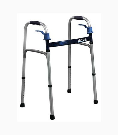 Dual Release Folding Walker with Wheels Adjustable Height drive Deluxe Aluminum Frame 350 lbs. Weight Capacity 26 to 33-1/2 Inch Height