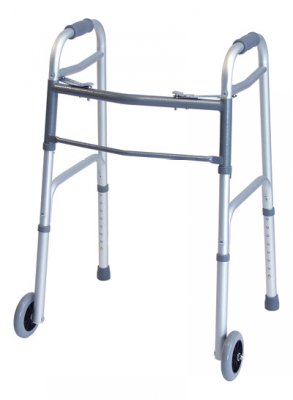 Dual Release Folding Walker with Wheels Adjustable Height Lumex Everyday