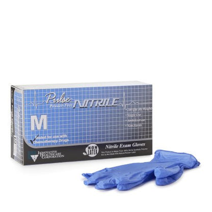 Exam Glove Pulse Nitrile NonSterile Nitrile Standard Cuff Length Textured Fingertips Aqua Blue Chemo Tested