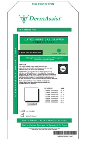 Surgical Glove DermAssist Sterile Latex Standard Cuff Length Smooth Ivory Not Chemo Approved