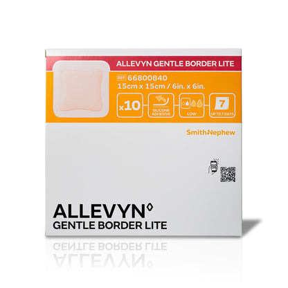 Allevyn Gentle Border Lite Thin Foam Dressing 6 x 6 Inch Silicone Adhesive Sterile