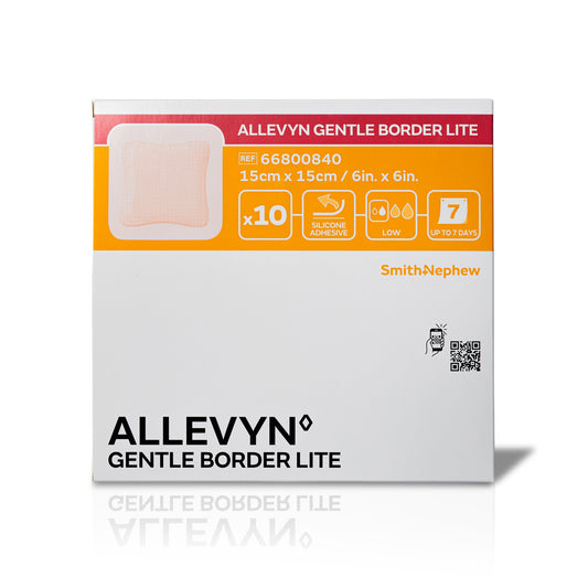 Allevyn Gentle Border Lite Thin Foam Dressing 6 x 6 Inch Silicone Adhesive Sterile