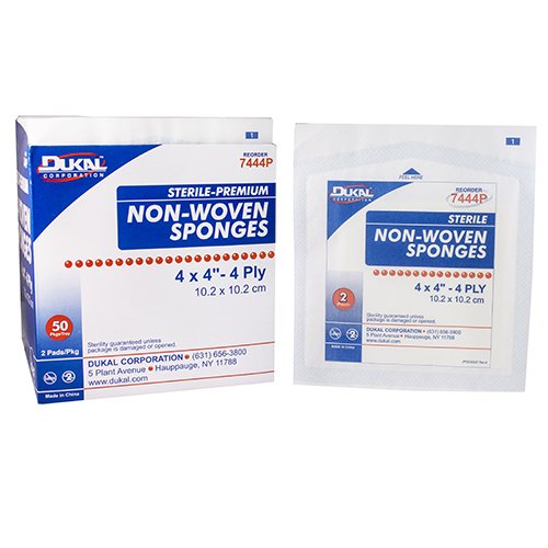 Dukal Nonwoven Sponge 4 x 4 Inch 4-Ply Sterile – 2 Per Pack