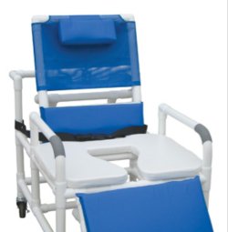 Shower Chair Lumex Drop Arms PVC Frame Reclining Backrest 26 Inch Seat Width Internal / 30 Inch Seat Width External 600 lbs. Weight Capacity