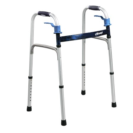 Dual Release Folding Walker Adjustable Height drive Deluxe Aluminum Frame 350 lbs. Weight Capacity 32 to 39 Inch Height