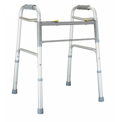 Bariatric Dual Release Folding Walker Adjustable Height Lumex Imperial Collection Aluminum Frame 600 lbs. Weight Capacity 31 to 38 Inch Height