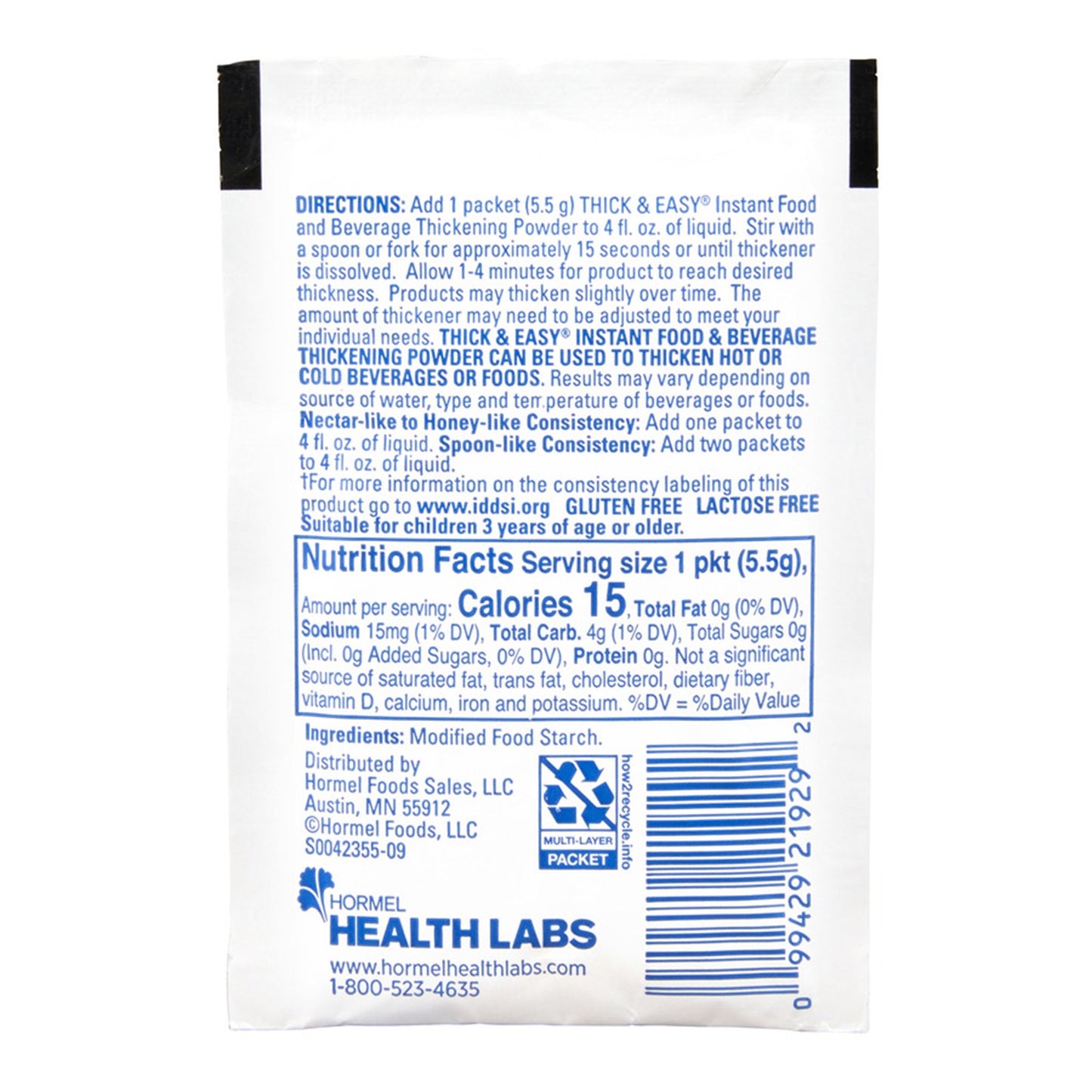 Thick & Easy Food & Beverage Thickener Unflavored 5.5 g Packet IDDSI Level 2 Mildly Thick