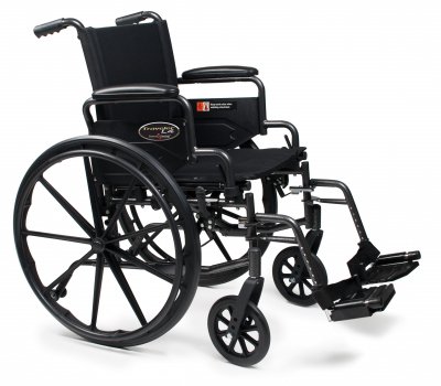 Lightweight Wheelchair Traveler L4 High Strength Dual Axle Full Length Arm Swing-Away Footrest Black Upholstery 18 Inch Seat Width Adult 300 lbs. Weight Capacity