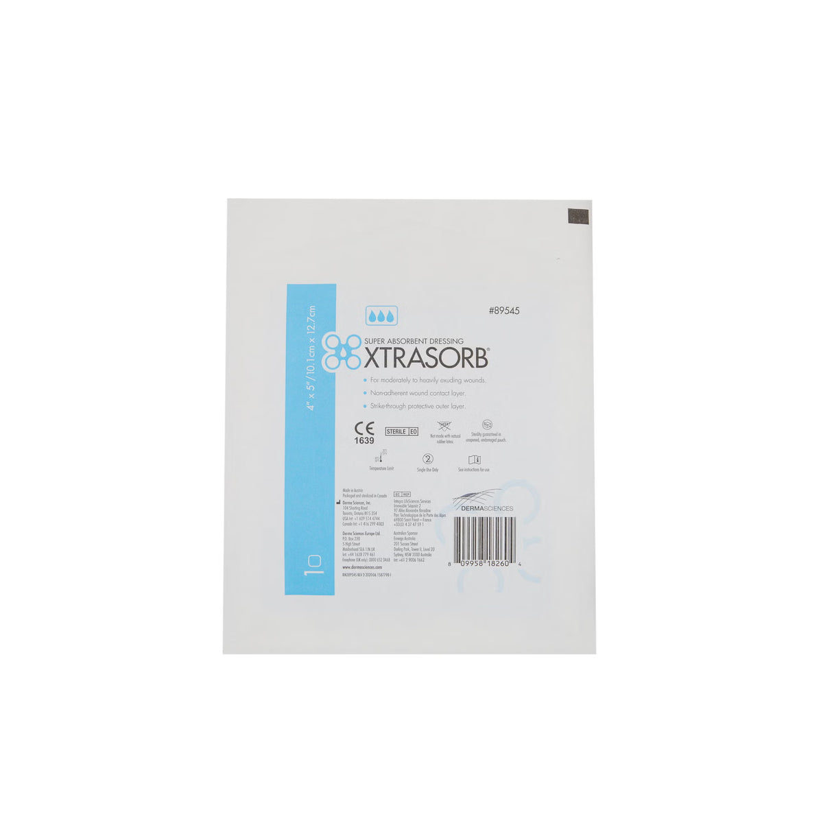 Xtrasorb Classic Super Absorbent Dressing 4 x 5 Inch With Border Sterile