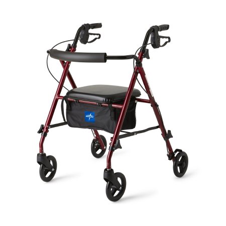 4 Wheel Rollator Freedom Burgundy Adjustable Height / Lightweight / Folding Aluminum Frame