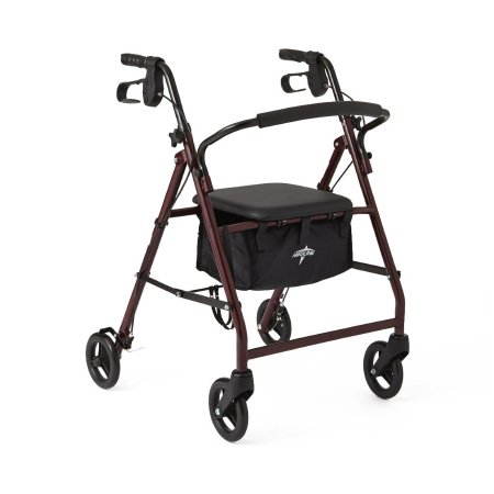 4 Wheel Rollator Guardian Basic Burgundy Adjustable Height / Folding Aluminum Frame