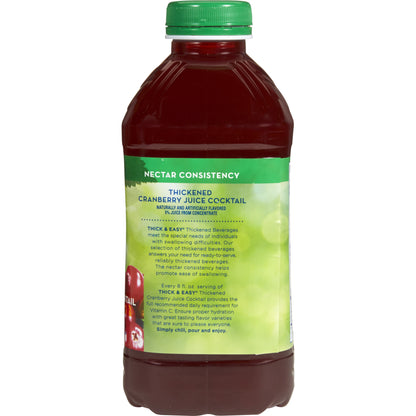 Thick & Easy Cranberry Juice Cocktail Thickened Beverage 46 oz Bottle IDDSI Level 2 Mildly Thick