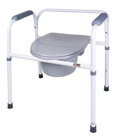 Commode Chair Carex Padded Fixed Arms Steel Frame Back Bar 24-1/4 Inch Seat Width 250 lbs. Weight Capacity