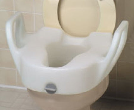 Raised Toilet Seat with Arms 4-1/2 Inch Height White 300 lbs. Weight Capacity