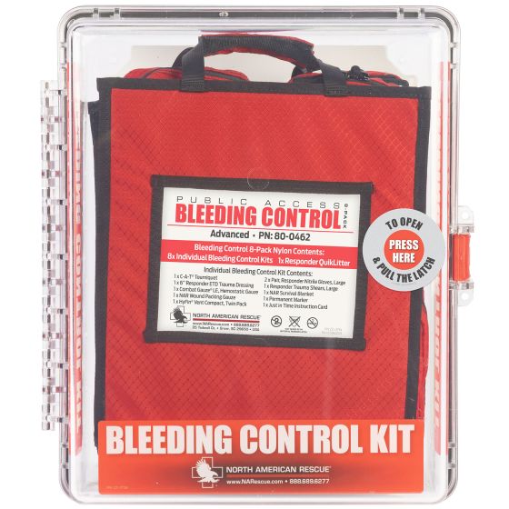 North American Rescue Public Access Bleeding Control Station – 8-Pack Nylon Advanced PABC Kit