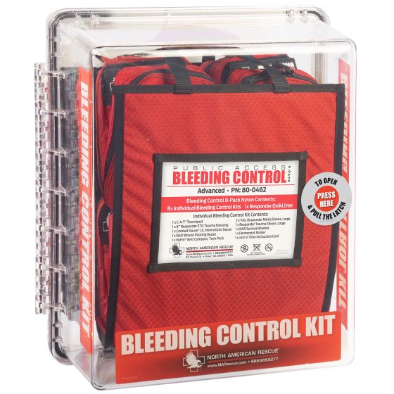 North American Rescue Public Access Bleeding Control Station – 8-Pack Nylon Advanced PABC Kit