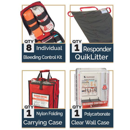 North American Rescue Public Access Bleeding Control Station – 8-Pack Nylon Advanced PABC Kit
