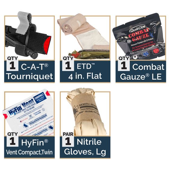 North American Rescue M-FAK Mini First Aid Kit with Combat Gauze – Black