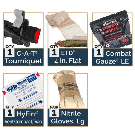 North American Rescue ROO M-FAK Mini First Aid Kit Soft Pouch with Combat Gauze and Tourniquet