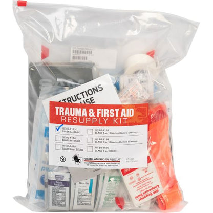 Class A Trauma and Resupply First Aid Kit with Tourniquet Portable Ziplock Bag