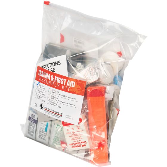 Class A Trauma and Resupply First Aid Kit with Tourniquet Portable Ziplock Bag