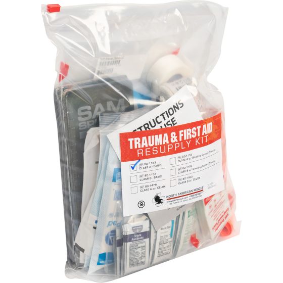 Class A Trauma and Resupply First Aid Kit with Tourniquet Portable Ziplock Bag