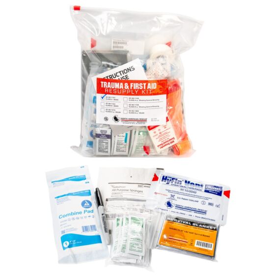 Class A Trauma and Resupply First Aid Kit with Tourniquet Portable Ziplock Bag