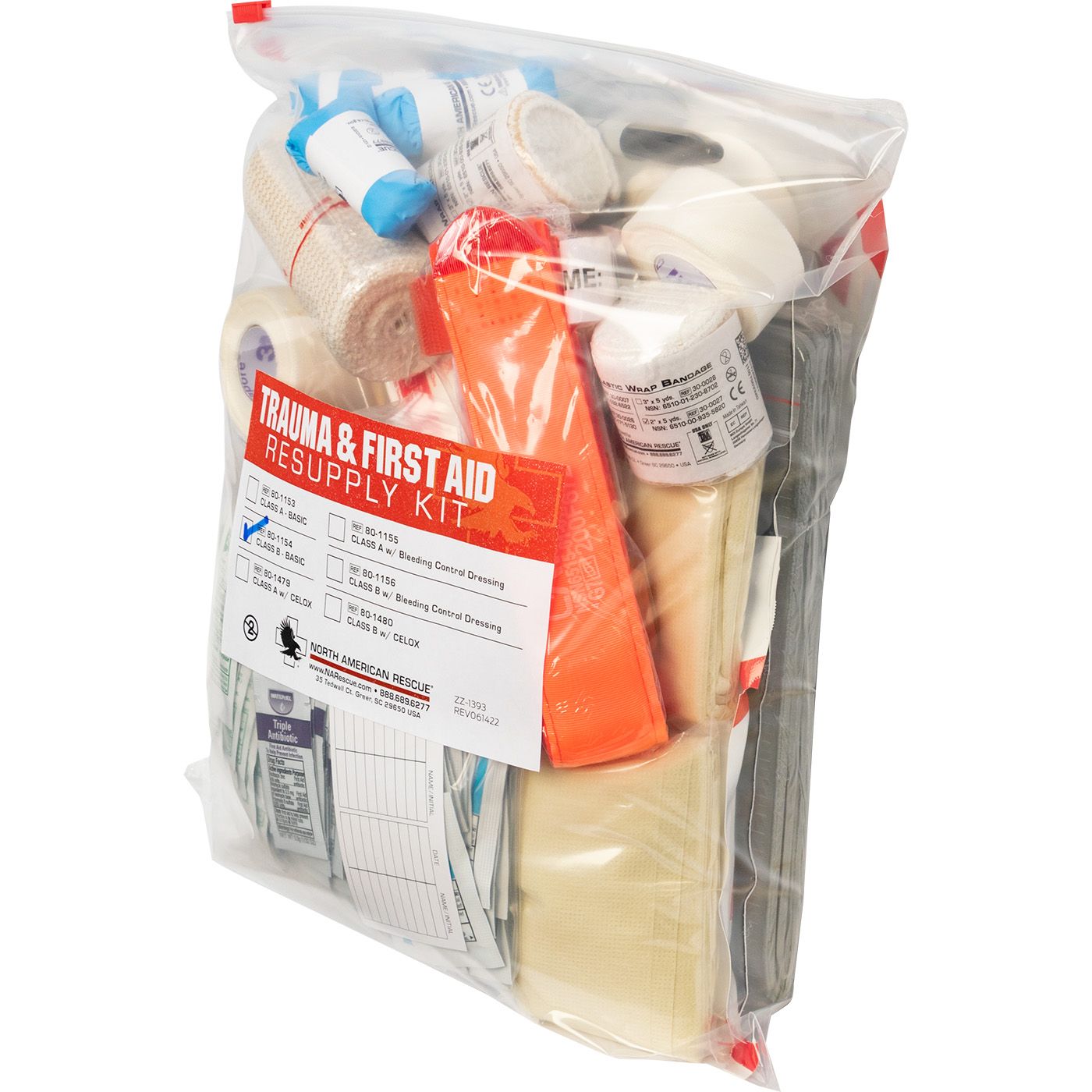 North American Rescue Trauma and First Aid Resupply Kit – Class B with Compressed Gauze