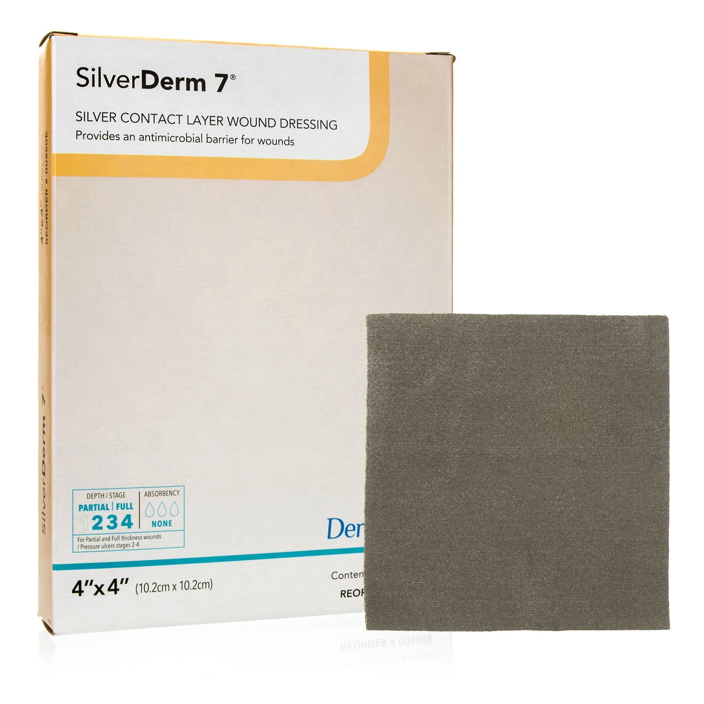 SilverDerm7 Silver Wound Contact Layer Dressing 4 x 4 Inch Sterile
