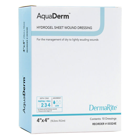 AquaDerm Hydrogel Wound Dressing Sheet 4 x 4 Inch Sterile