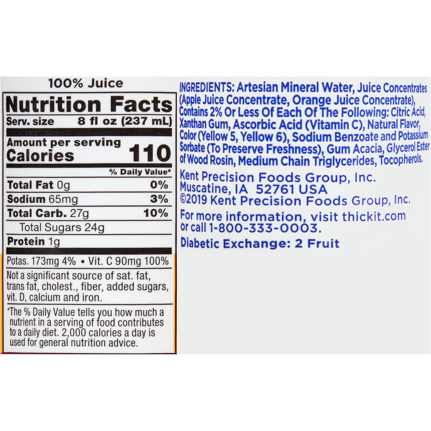 Thick-It Clear Advantage Thickened Orange Beverage 8 oz IDDSI Level 2