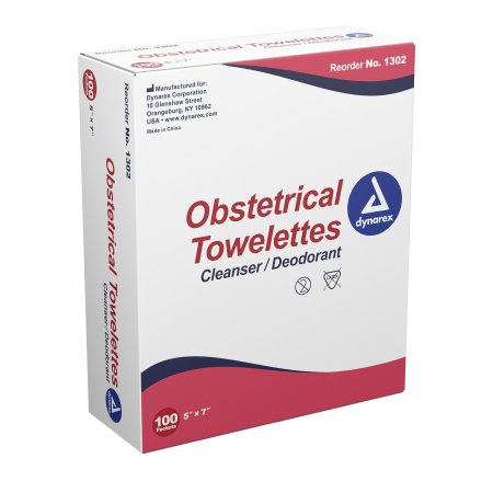 Obstetrical Cleansing Towelette Dynarex Individual Packet Scented 100 Count