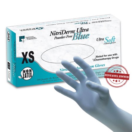 Exam Glove NitriDerm Ultra NonSterile Nitrile Standard Cuff Length Textured Fingertips Black and Blue Chemo Tested / Fentanyl Tested