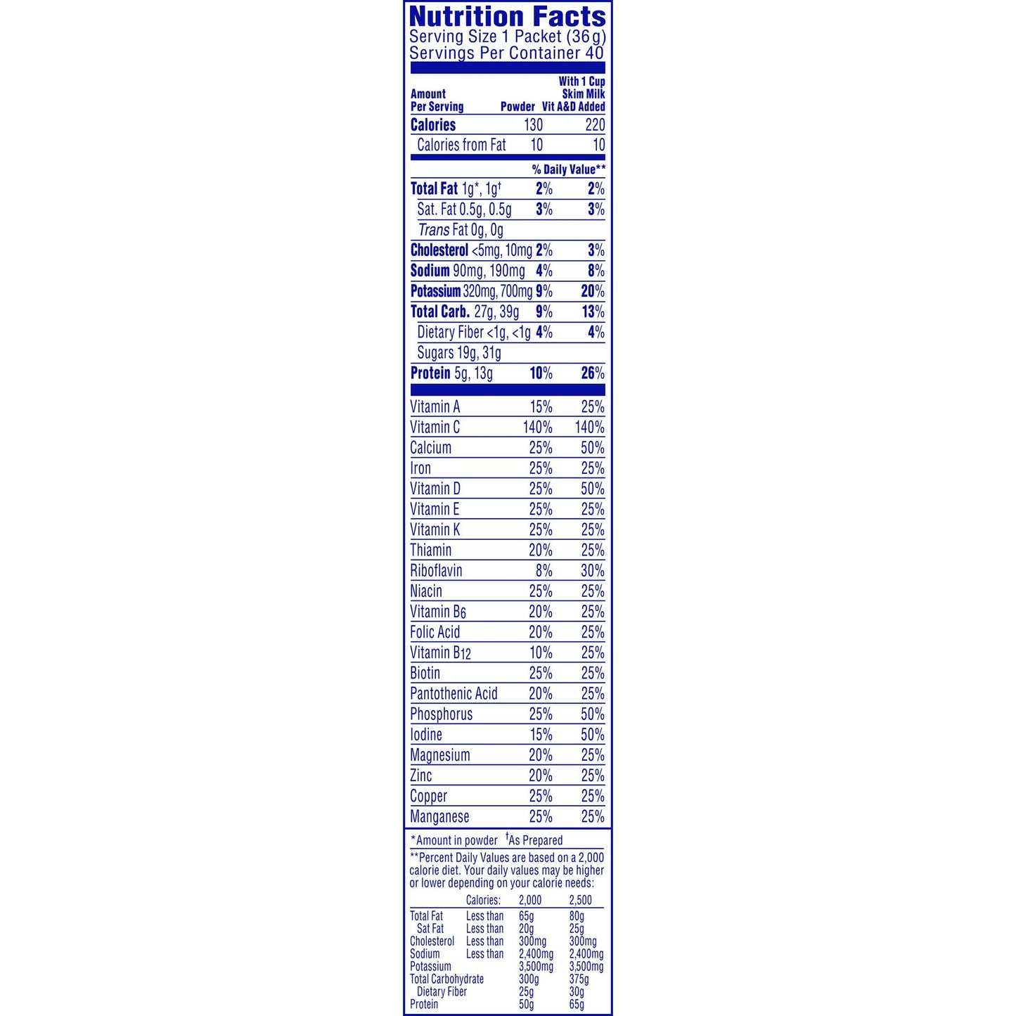 Carnation Breakfast Essentials Oral Supplement Powder Rich Milk Chocolate 1.26 oz Packet