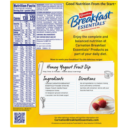 Carnation Breakfast Essentials Oral Nutritional Supplement French Vanilla Powder 1.26 oz Individual Packet