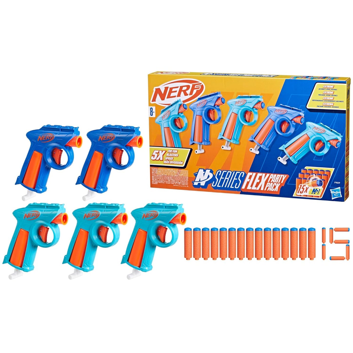 Nerf N Series Party Pack – 5 Blasters and 15 N1 Darts for High-Performance Nerf Battles