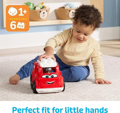 MEGA BLOKS Freddy Fire Truck Building Set with Figure – Fisher-Price Toddler Toy Blocks (6 Pieces), Ages 1+