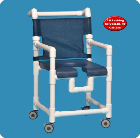 Shower Chair ipu Fixed Arms PVC Frame Mesh Backrest